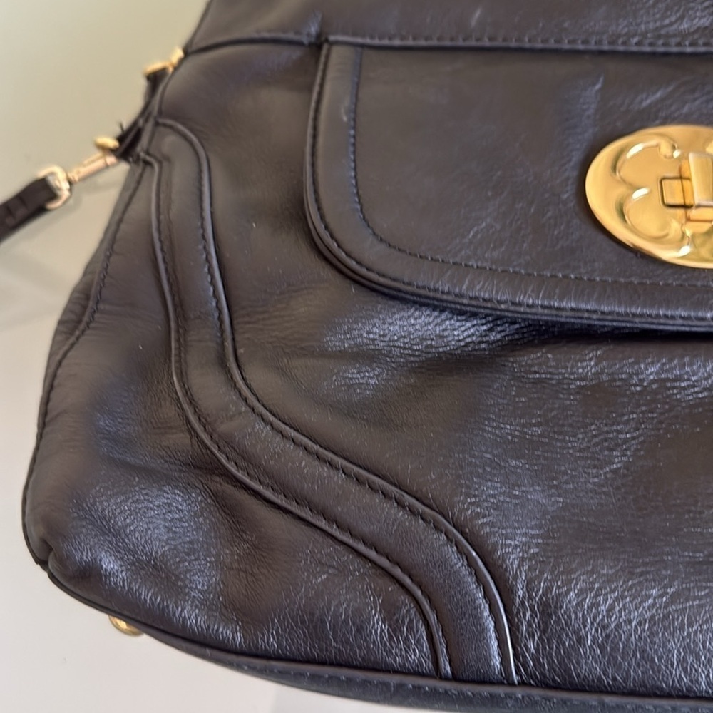 Emma Fox Bags Emma Fox Black Leather Satchel with Crossbody Strap Slouchy Bag - Picture 5 of 8
